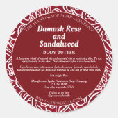 Donkerrood Abstract cosmetica potje label (Voorkant)