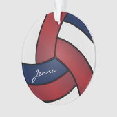Donkerrood, blauw en wit volleybal | DIY-tekst Ornament (voorkant)
