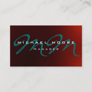 Donkerrood blauw monogram Visitekaartje
