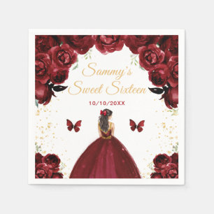 Donkerrood Brunette Hair Princess Sweet Sixteen Servet