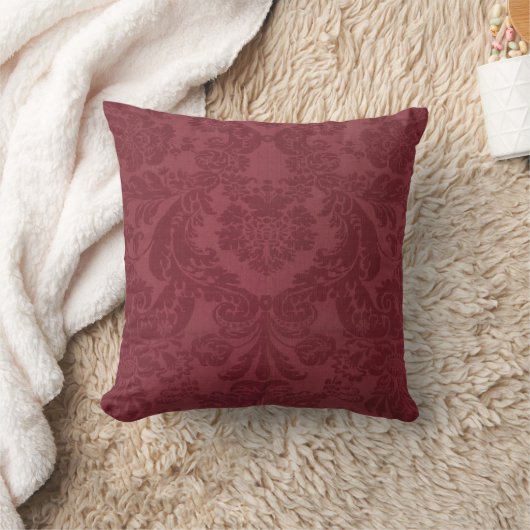 Donkerrood Damask Pattern  Elegant Kussen (Deken)