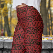 Donkerrood en Black Banded Tribal Pattern Leggings