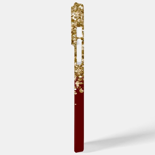 Donkerrood en goudglitter glam Case-Mate iPhone case (Achterkant / Links)