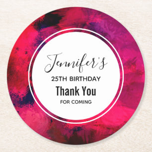 Donkerrood en Paars Abstracte dag Ronde Kartonnen Onderzetter