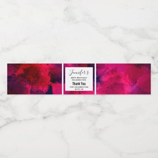 Donkerrood en Paars Abstracte dag Waterfles Etiket (Enkel label)