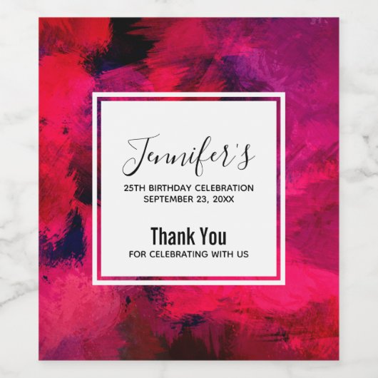 Donkerrood en Paars Abstracte dag Wijn Etiket (Enkel label)