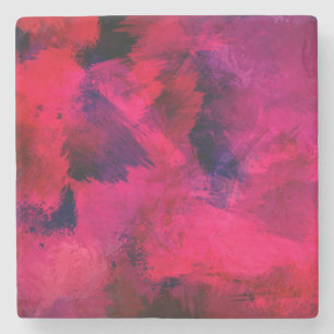 Donkerrood en paars, stevig en modern abstract stenen onderzetter