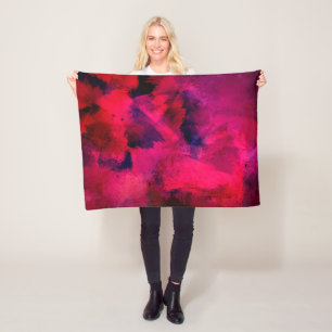 Donkerrood en Paars vet en modern Abstract Fleece Deken