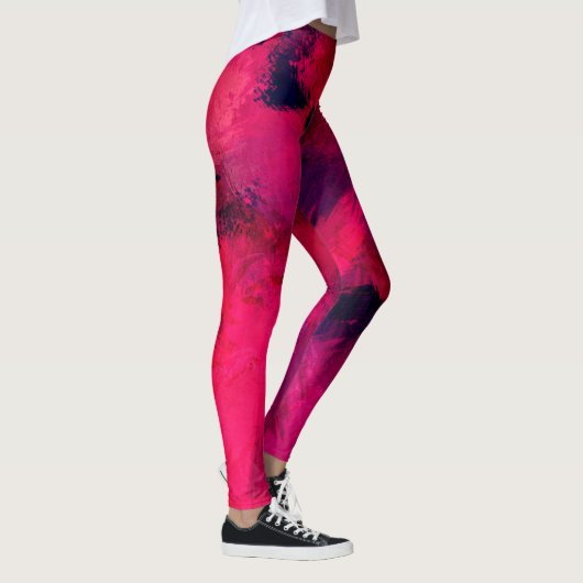 Donkerrood en Paars vet en modern Abstract Leggings (Rechts)