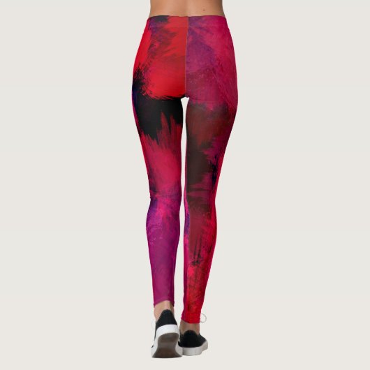 Donkerrood en Paars vet en modern Abstract Leggings (Achterkant)