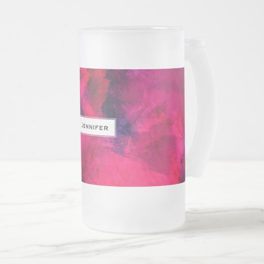 Donkerrood en Paars vet en modern Abstract Matglas Bierpul (Voorkant rechts)