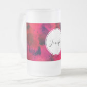 Donkerrood en Paars vet en modern Abstract Matglas Bierpul (Voorkant links)