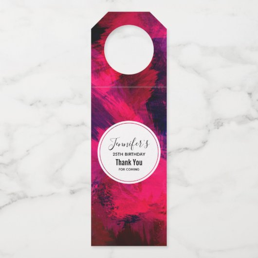 Donkerrood en Paarse vet & Modern Abstract eveneme Flessenhanger (Voorkant)