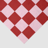 Donkerrood en Pastel Roze Checkerboard Tissuepapier (Detail)