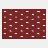 Donkerrood en wit Afstuderen Gefeliciteerd Inpakpapier Vel (Voorkant 3)