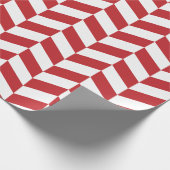 Donkerrood en wit Extra groot herringbone Cadeaupapier (Hoek)