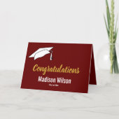 Donkerrood en wit Gefeliciteerd Afstuderen Kaart (Voorkant)