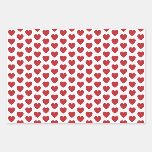 Donkerrood en wit hart inpakpapier vel (Voorkant 3)
