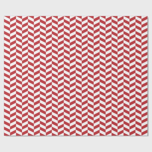 Donkerrood en wit herringbone-omslagpapier cadeaupapier (Vlak)