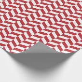 Donkerrood en wit herringbone-omslagpapier cadeaupapier (Hoek)