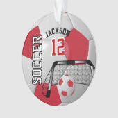 Donkerrood en wit Personaliseer Voetbal Ornament (voorkant)