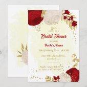 donkerrood en witte bloemen gouden vrijgezellenfee kaart (Voorkant / Achterkant)