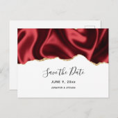 Donkerrood glam droog ontwerp - sla de datum op uitnodiging briefkaart (Voorkant / Achterkant)