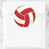 Donkerrood, goud en witte volleybal ronde sticker (Tas)