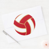 Donkerrood, goud en witte volleybal ronde sticker (Envelop)