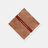 Donkerrood goud gecheckt papier servet (Hoek)