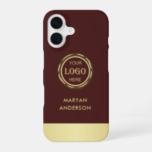 Donkerrood goud ontwerp,Logo of foto in gouden cir iPhone 16 Hoesje