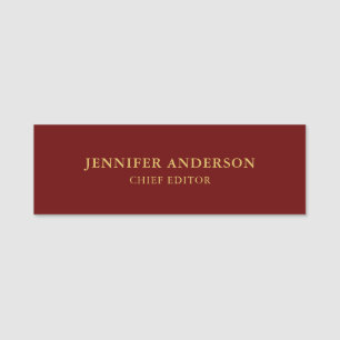 Donkerrood & Gouden Kleuren Professionele Moderne Naamplaatje
