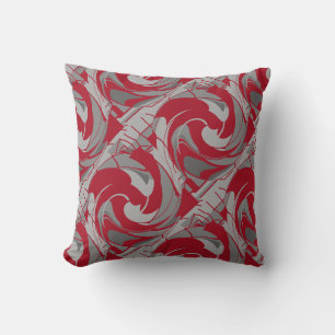 Donkerrood Grijs Charcoal Diagonal Swirling Abstra Kussen