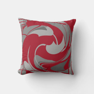 Donkerrood Grijs Houtskool Wervelend Abstract Bloe Kussen
