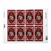 Donkerrood huwelijksgeschenk of gunstetiket etiket (Full Sheet)