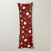 Donkerrood kersenpatroon lichaamskussen (Achterkant (Verticaal))