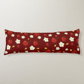 Donkerrood kersenpatroon lichaamskussen (Voorkant)