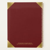 Donkerrood lederen afbeelding afdrukken met gouden planner (Achterkant)