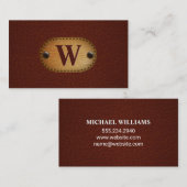 Donkerrood Leer | Bruine Leerstiksel Visitekaartje (Voorkant / Achterkant)