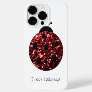 Donkerrood lieveheersbeestje faux glitter sprankel Case-Mate iPhone 14 pro max hoesje