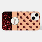 Donkerrood lieveheersbeestje glitter sparkles perz Case-Mate iPhone case (Achterkant (horizontaal))