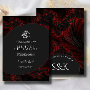 Donkerrood Minimaal Elegant Zwart-Wit Moslim Islam Kaart