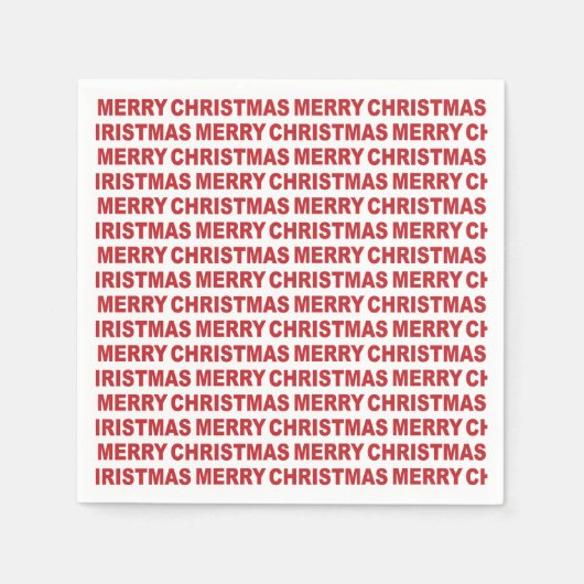 Donkerrood op witte kersttypografie servet (Voorkant)