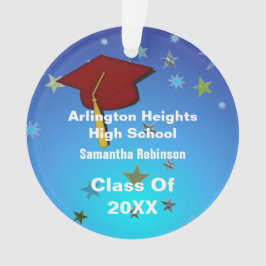 Donkerrood Pet en Sterren Acryl Afstuderen Ornamen Ornament