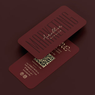 Donkerrood professioneel marketingmonogram visitekaartje