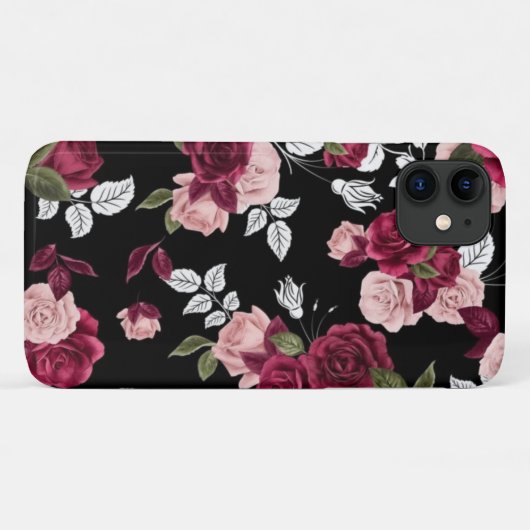 Donkerrood roos patroon Case-Mate iPhone case (Achterkant (horizontaal))