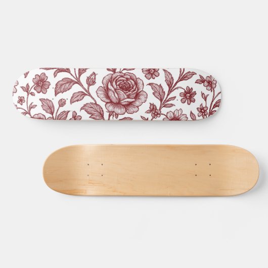 Donkerrood Roos Skateboard (Horizontaal)