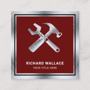 Donkerrood staal handyman automatisch reparatiemec vierkante visitekaartje
