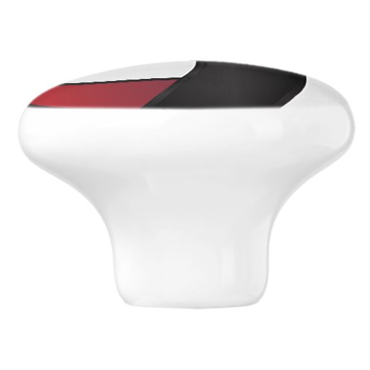 Donkerrood, wit en zwart volleybal keramische knop (Zijkant)