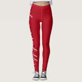 Donkerrood wit kerstfeest Prettige feestdagen stij Leggings (Voorkant)